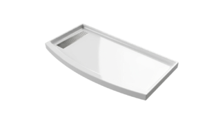 Curved Shower Base (Vertical Drain) <br><span>Cultured Marble Shower Base</span>